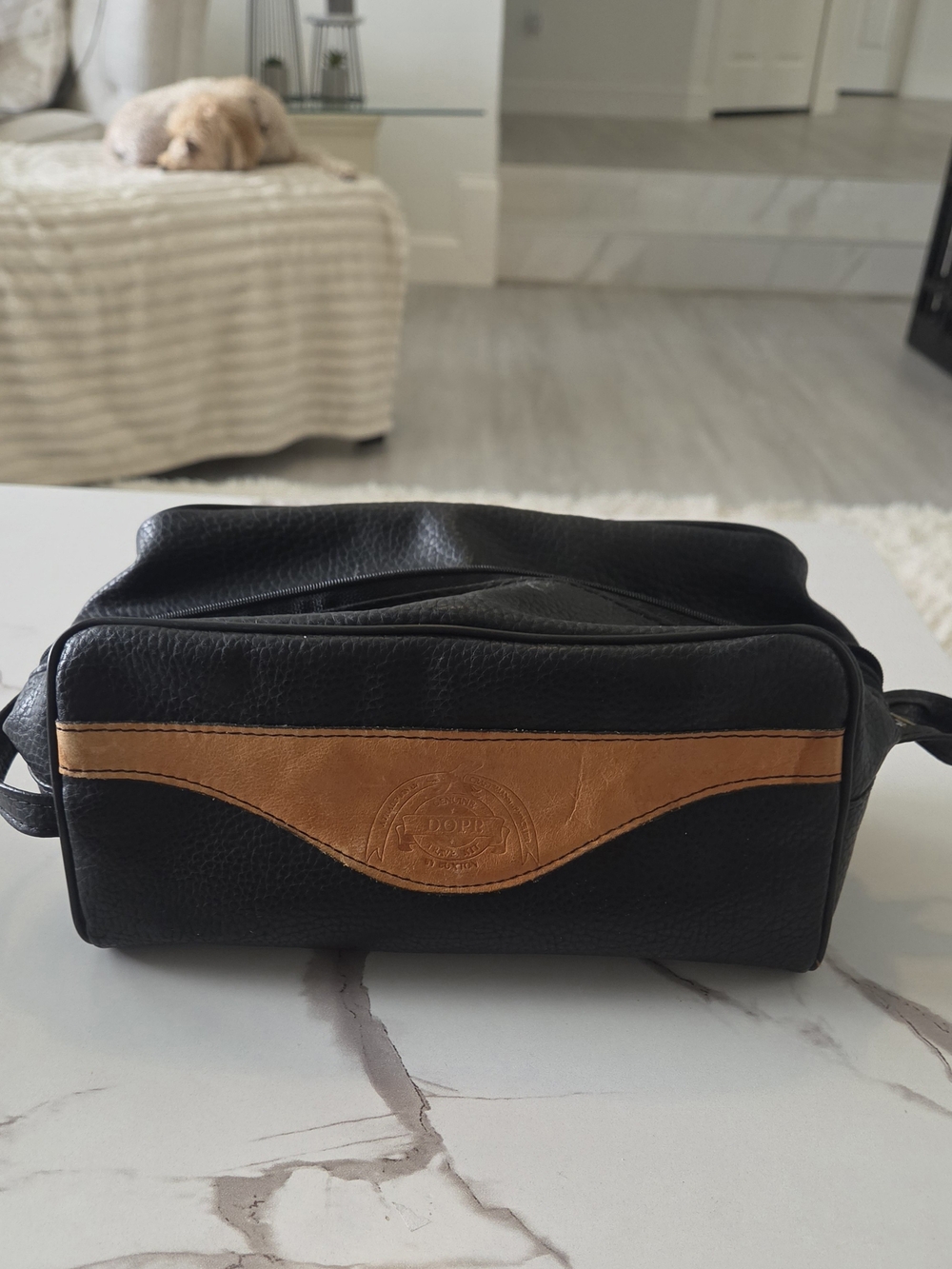 Vintage Genuine DOPP by Buxton Two-Tone Leather Travel Kit / Dopp Kit - PRISTINE